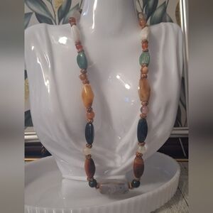Vintage Stone/Agate Bead Corded Necklace